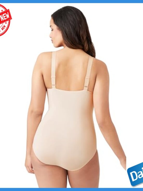 Stretch Jacquard Shaping Bodysuit with Minimizer Cups and Mesh Lining - Picture 3 of 4